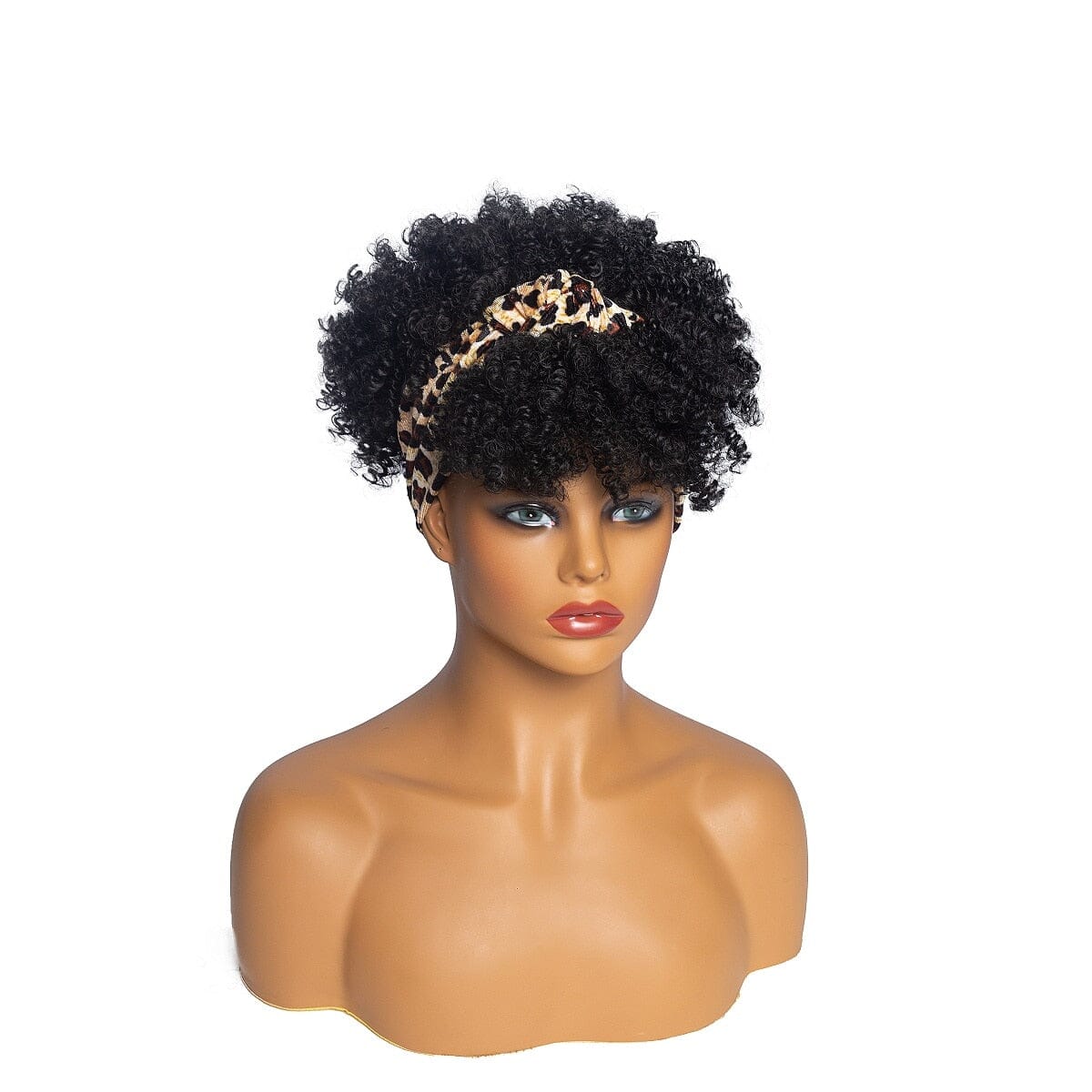  Short Kinky Curly Wig with Headband Afro Wig Afro Barbie