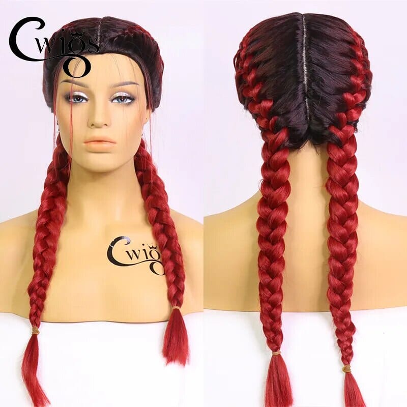 Cwigs Soft Black Synthetic Wig Cosplay Braided Wigs For Black Women Machine Made Heat Resistant Red Honey Blonde Box Braid Wig Afro Barbie 