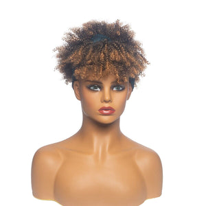  Short Kinky Curly Wig with Headband Afro Wig Afro Barbie