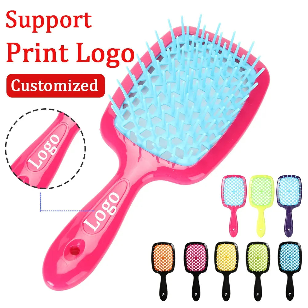 Janeke hair Comb Detangling Hair Brush Large Plate Massage Hollow Combs Out Hair Brushes Anti-Static Barber Salon Hair Styling Brush Afro Barbie 