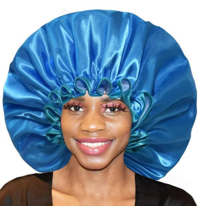 Extra Large Waterproof Shower Cap Double Layer Adjustable Elastic Reusable Bath Caps Protection Hair Bathing Hat for Women Men Afro Barbie 