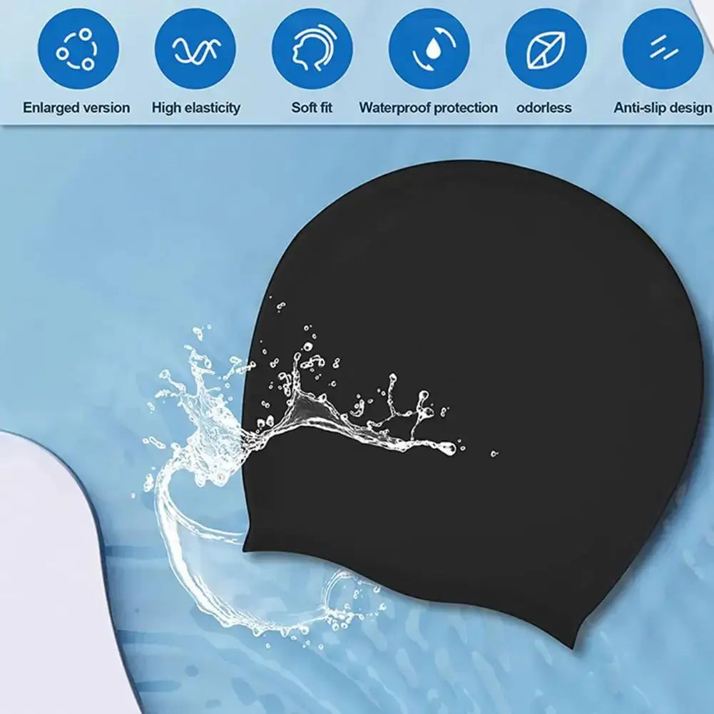 High Elastic Swimming Cap High Elastic Breathable Waterproof Silicone Long Braid Waterproof Swimming Cap For Men And Women Afro Barbie 