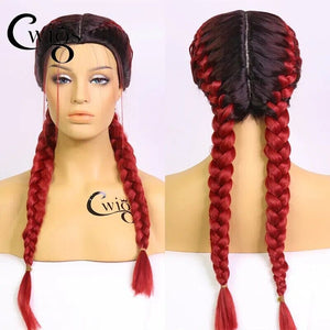  Cwigs Soft Black Synthetic Wig Cosplay Braided Wigs For Black Women Machine Made Heat Resistant Red Honey Blonde Box Braid Wig Afro Barbie