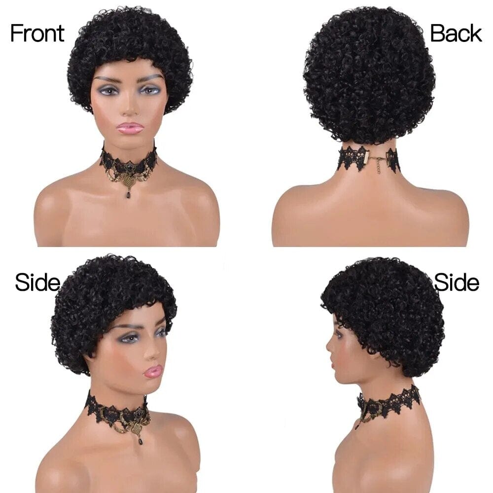 Kinky Curly Wigs Short Wigs for Black Women Human Hair Brazilian Curly Human Hair Wigs Full Machine Made Pixie Cut Wig Glueless Afro Barbie 