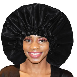 Extra Large Waterproof Shower Cap Double Layer Adjustable Elastic Reusable Bath Caps Protection Hair Bathing Hat for Women Men Afro Barbie 