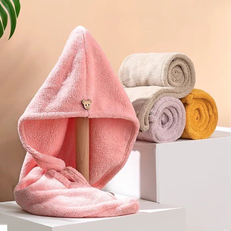 Microfiber Hair Towel,Premium Anti Frizz Hair Drying Wrap for Women & Men Dry Hair Hat,Super Absorbent,Wrapped Bath Cap Afro Barbie 