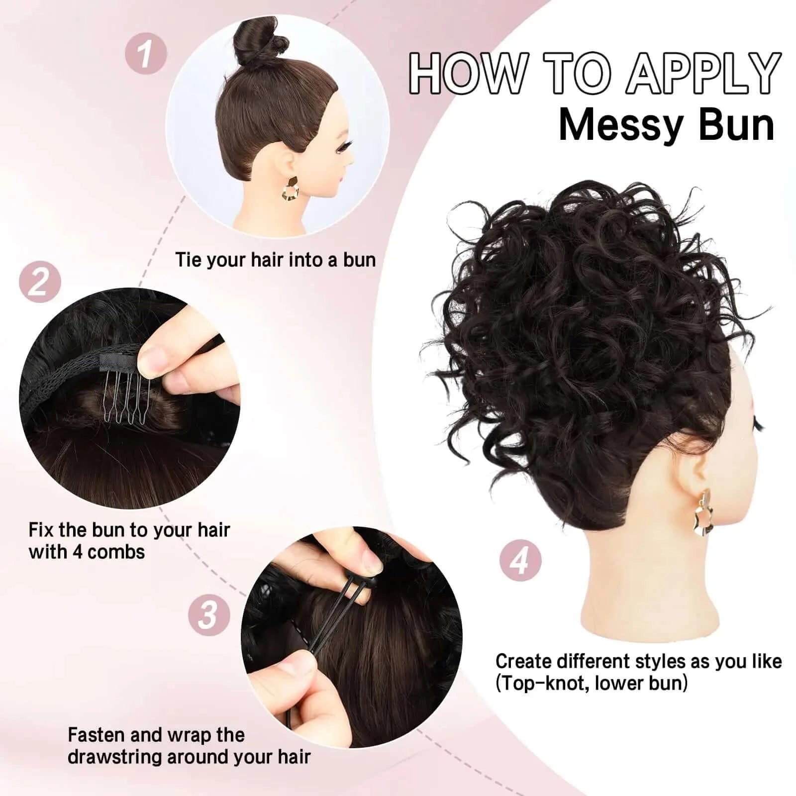 Synthetic Messy Bun Hair Afro Barbie Shop 