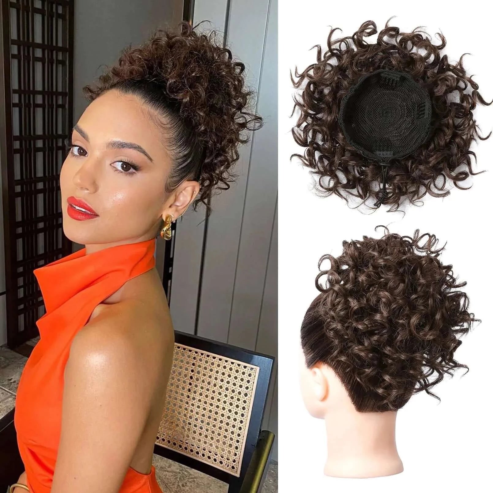 Synthetic Messy Bun Hair Afro Barbie Shop 