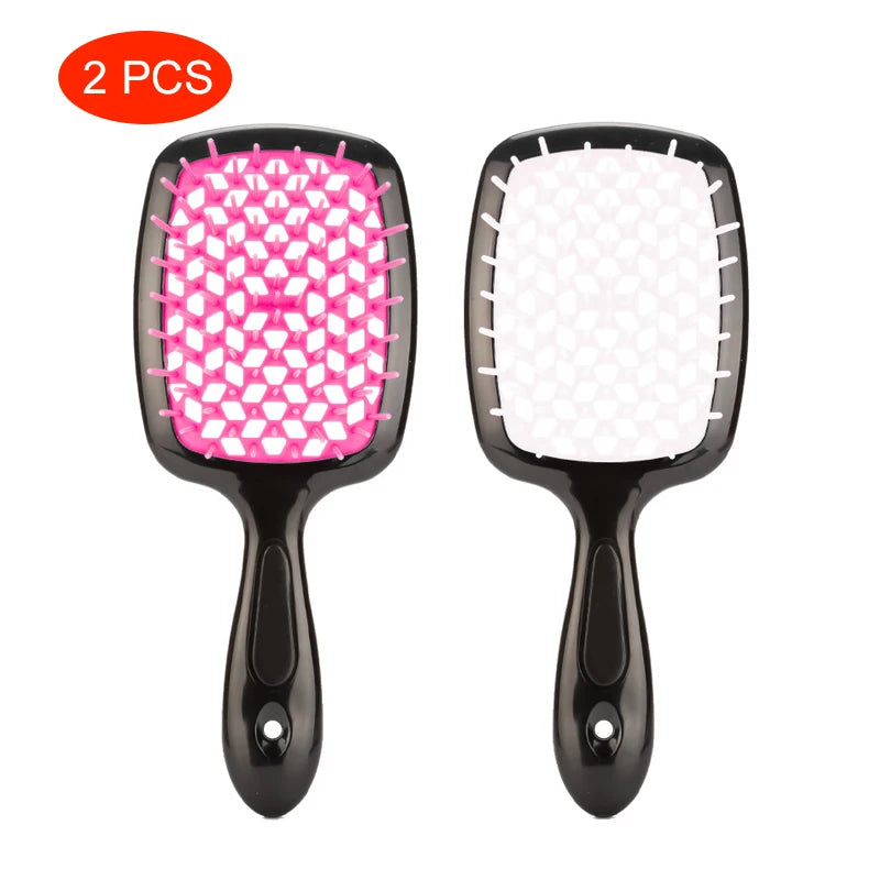 Janeke hair Comb Detangling Hair Brush Large Plate Massage Hollow Combs Out Hair Brushes Anti-Static Barber Salon Hair Styling Brush Afro Barbie 