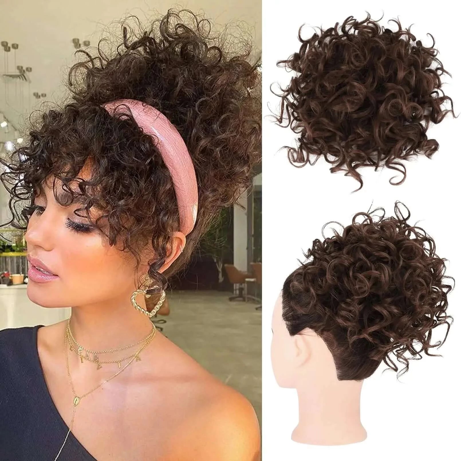 Synthetic Messy Bun Hair Afro Barbie Shop 