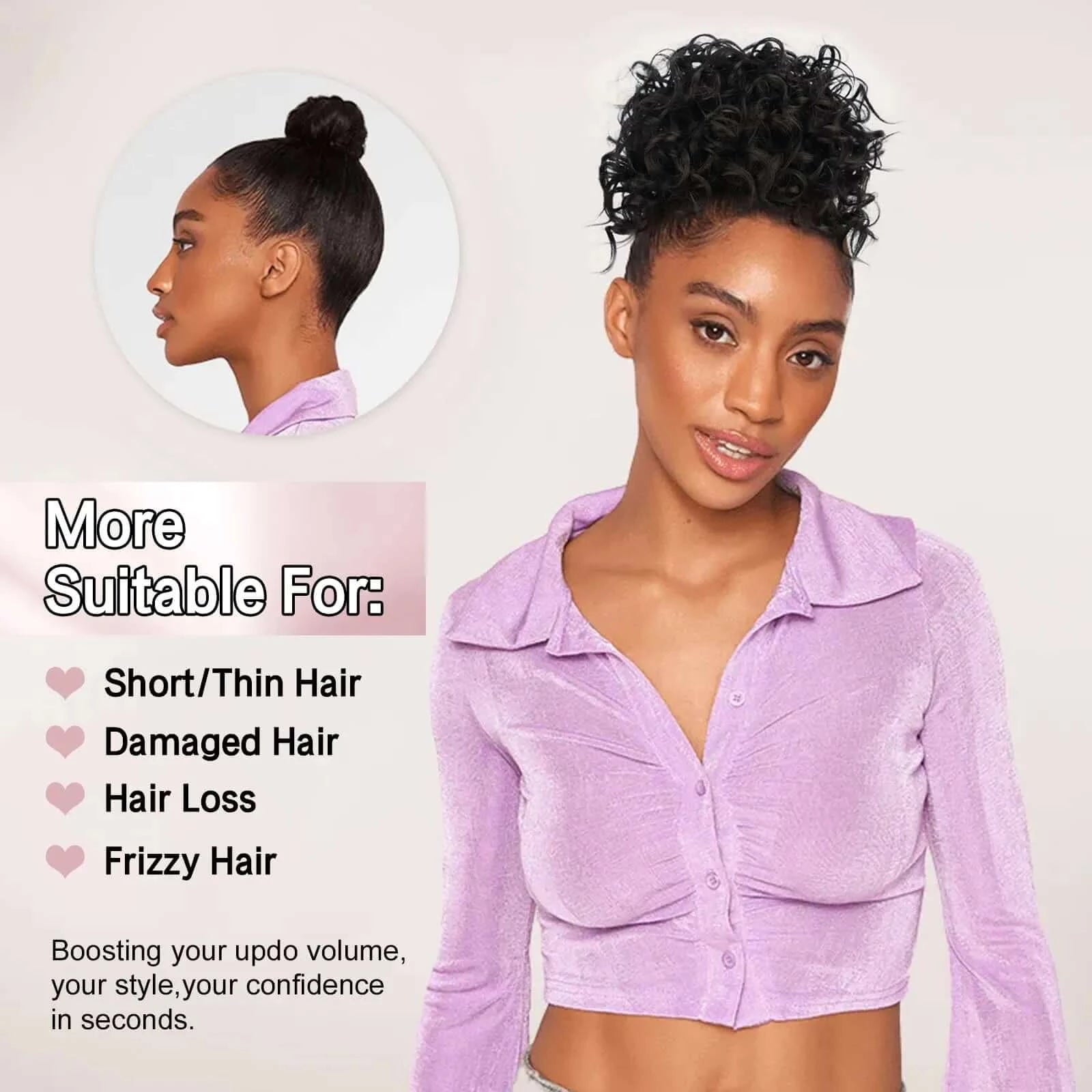 Synthetic Messy Bun Hair Afro Barbie Shop 